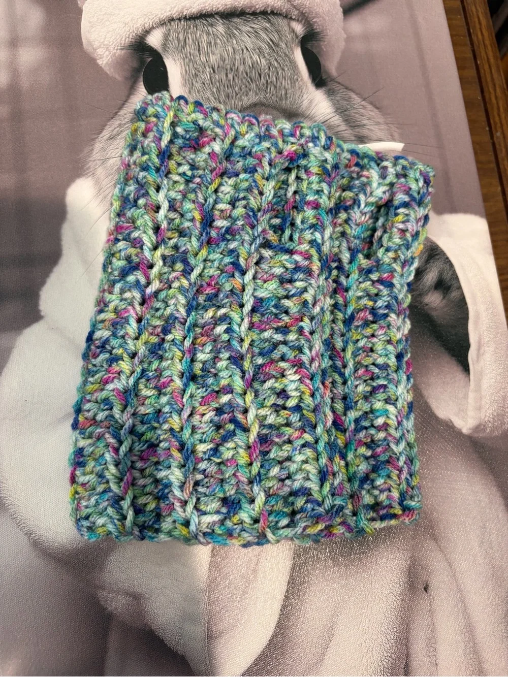 Handmade Crochet Fingerless Gloves Multicolor Cozy Wrist Warmers